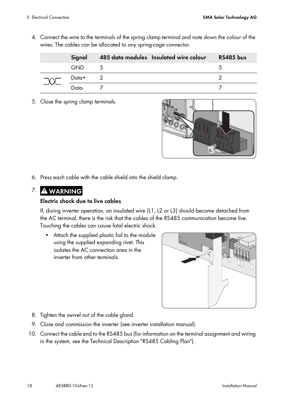 SMA 485 Data Module Type B User Manual | Page 18 / 24