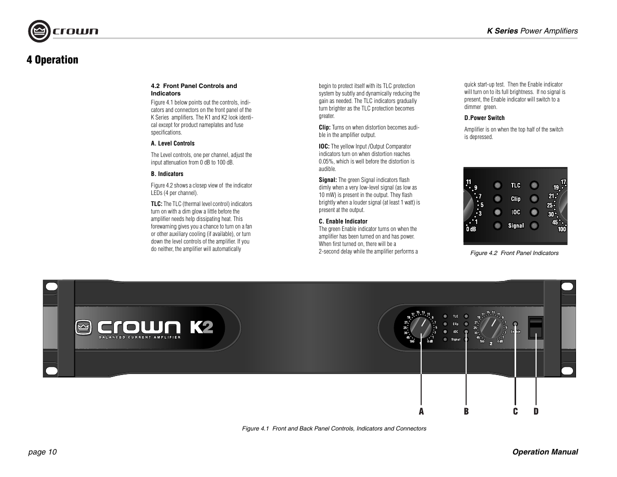 4 operation | Crown Audio CROWN K Series User Manual | Page 10 / 20