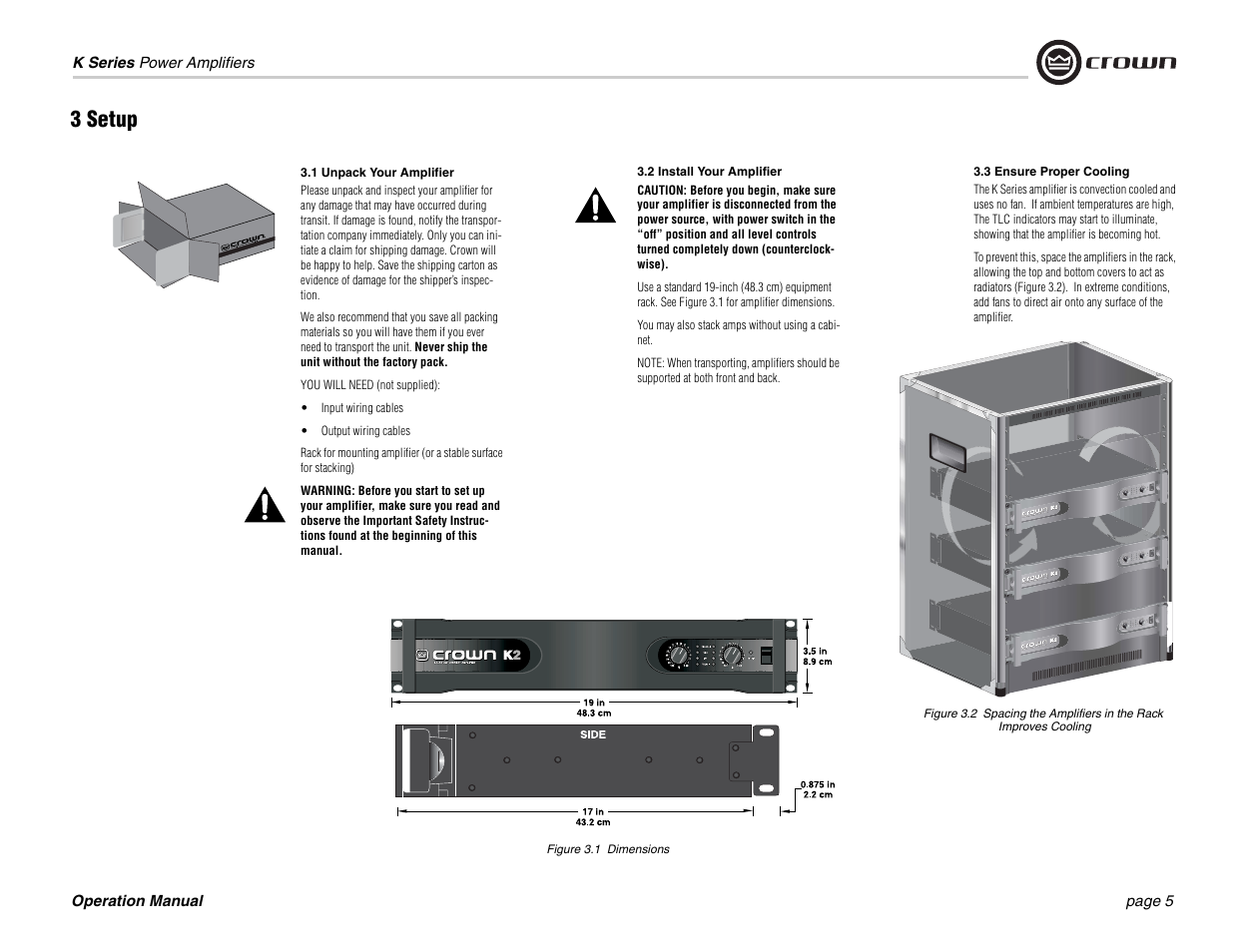 3 setup | Crown Audio CROWN K Series User Manual | Page 5 / 20