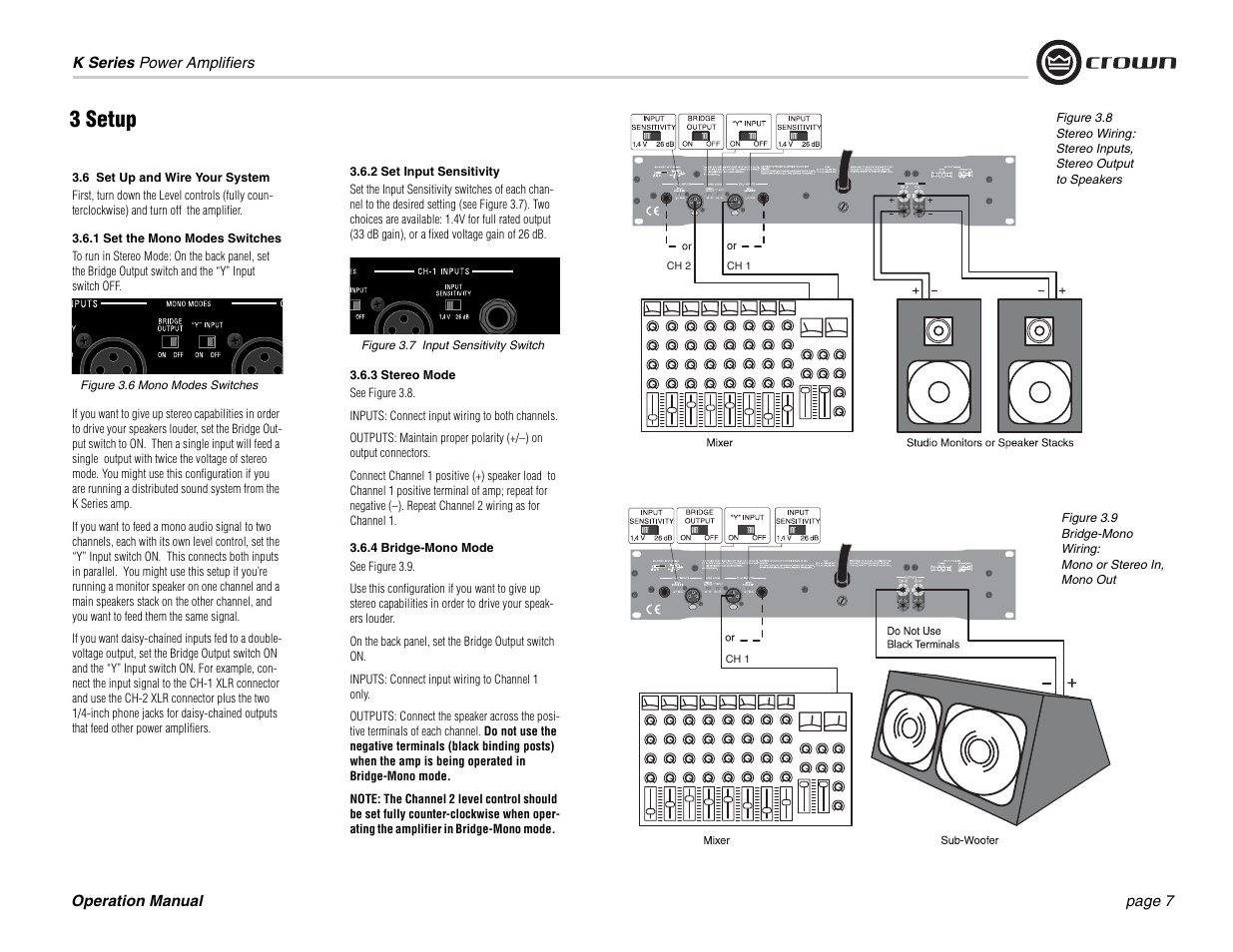 3 setup | Crown Audio CROWN K Series User Manual | Page 7 / 20