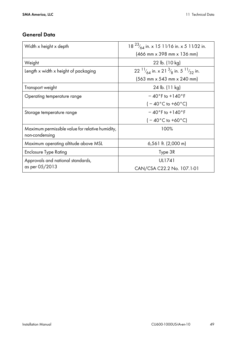 SMA 600-US User Manual | Page 49 / 52