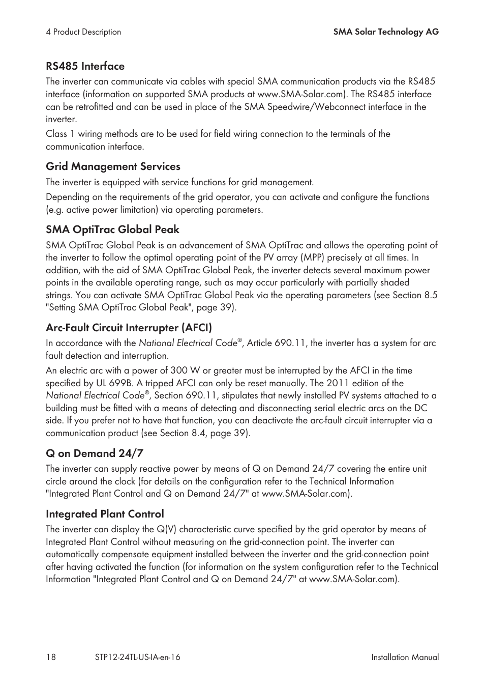 SMA STP 12000TL-US User Manual | Page 18 / 78