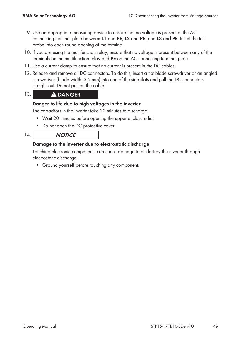 SMA STP 15000TL User Manual | Page 49 / 60