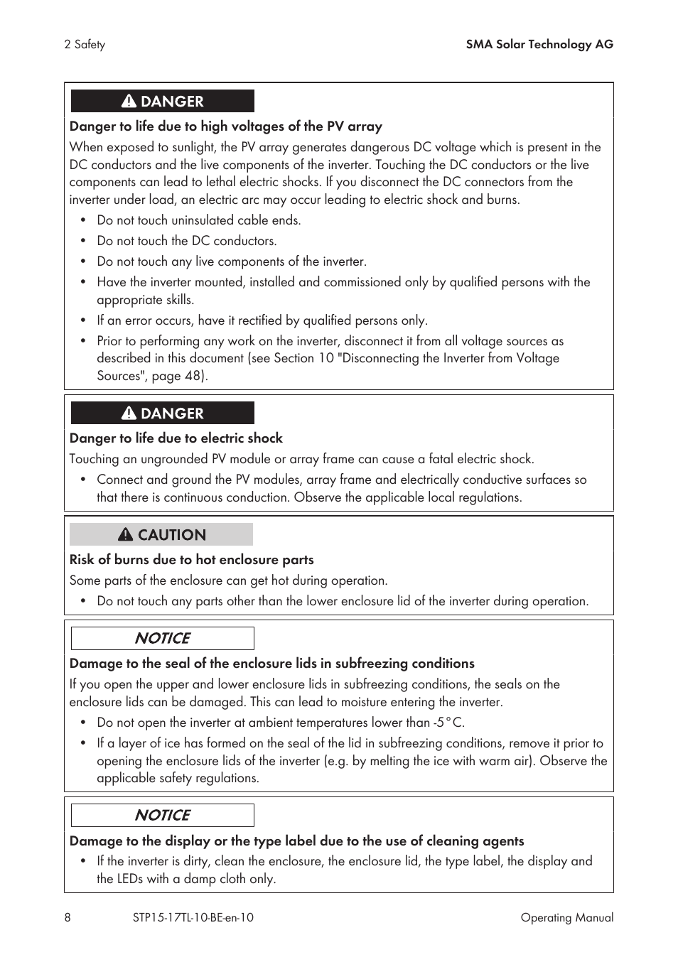 SMA STP 15000TL User Manual | Page 8 / 60