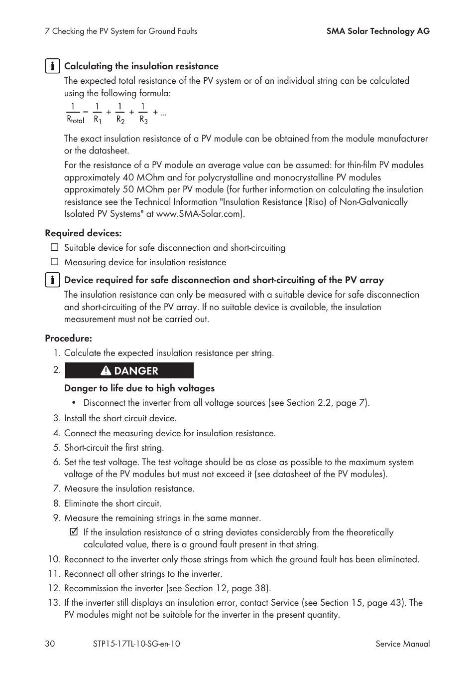 SMA STP 15000TL Service Manual User Manual | Page 30 / 46