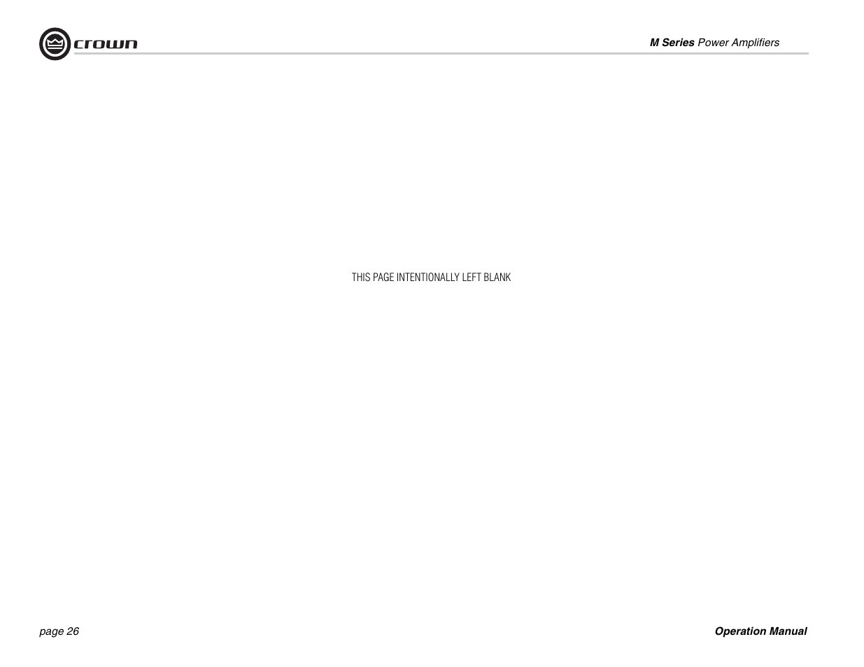 Crown Audio M Series User Manual | Page 26 / 28