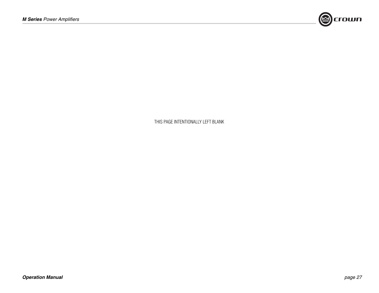 Crown Audio M Series User Manual | Page 27 / 28