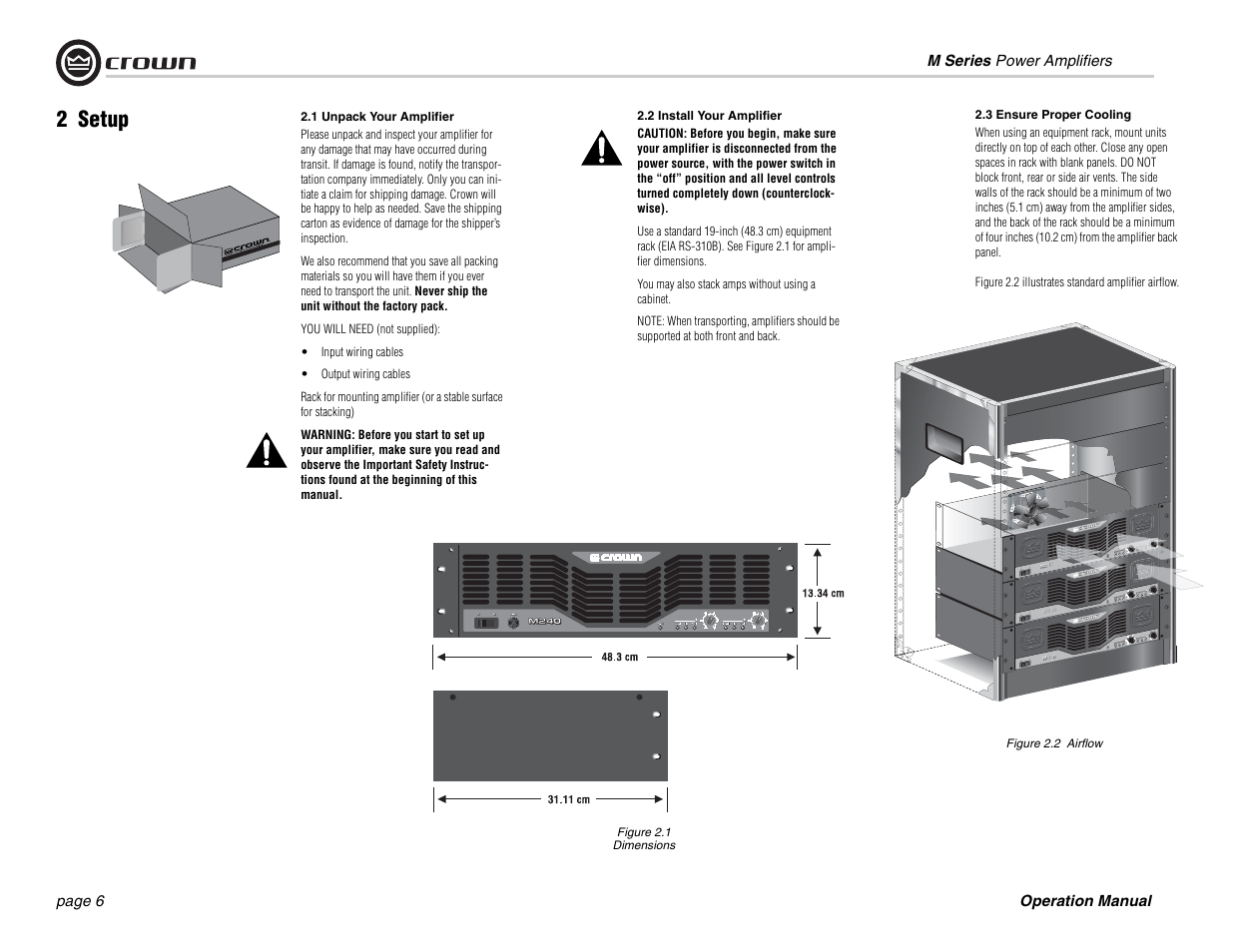 2 setup | Crown Audio M Series User Manual | Page 6 / 28