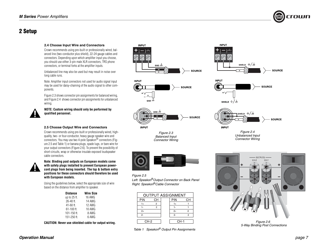 2 setup | Crown Audio M Series User Manual | Page 7 / 28