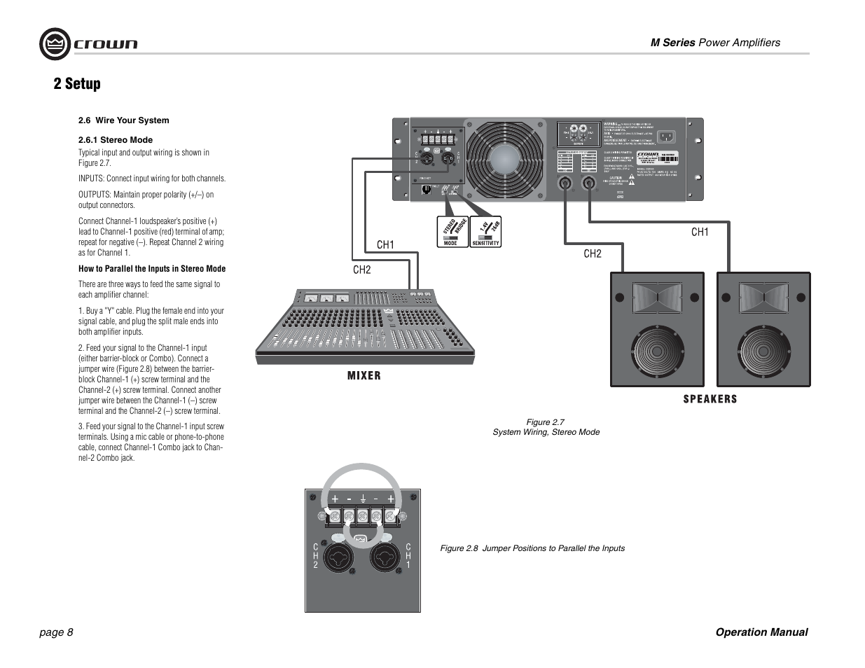 2 setup | Crown Audio M Series User Manual | Page 8 / 28