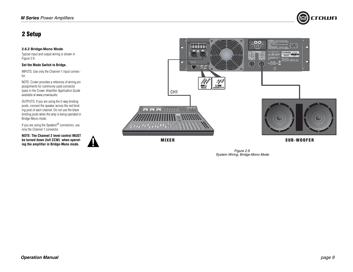 2 setup | Crown Audio M Series User Manual | Page 9 / 28