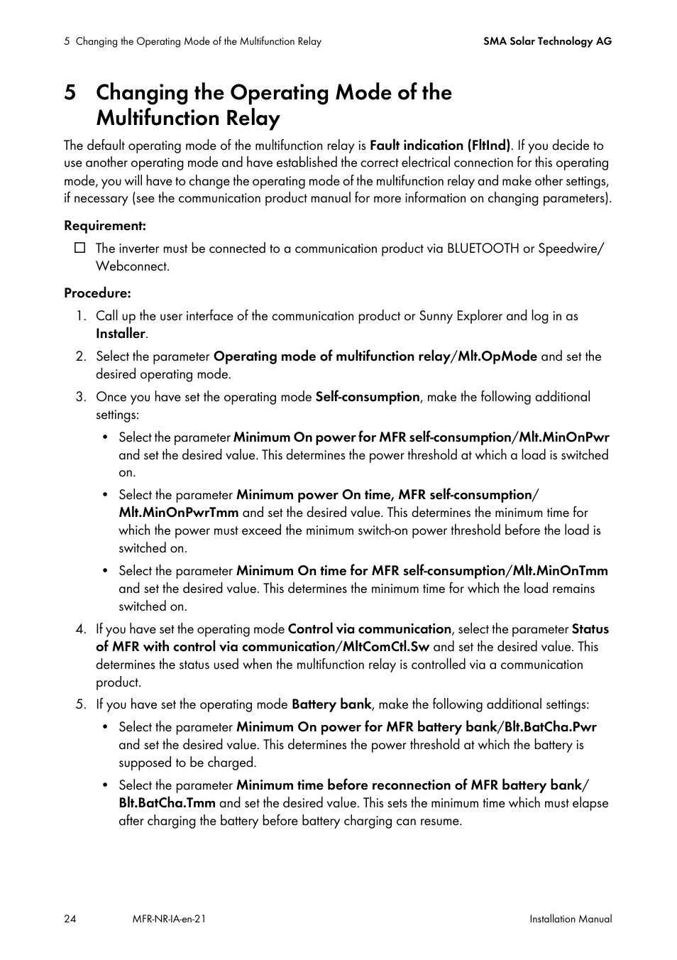 SMA MULTIFUNCTION RELAY User Manual | Page 24 / 32