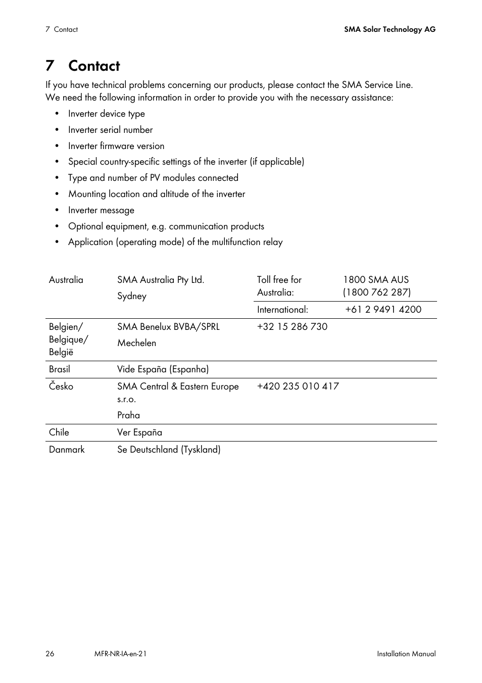 7 contact | SMA MULTIFUNCTION RELAY User Manual | Page 26 / 32