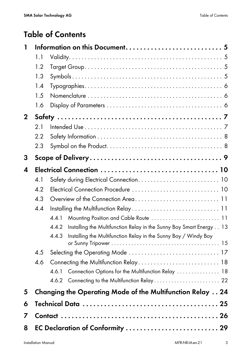 SMA MULTIFUNCTION RELAY User Manual | Page 3 / 32