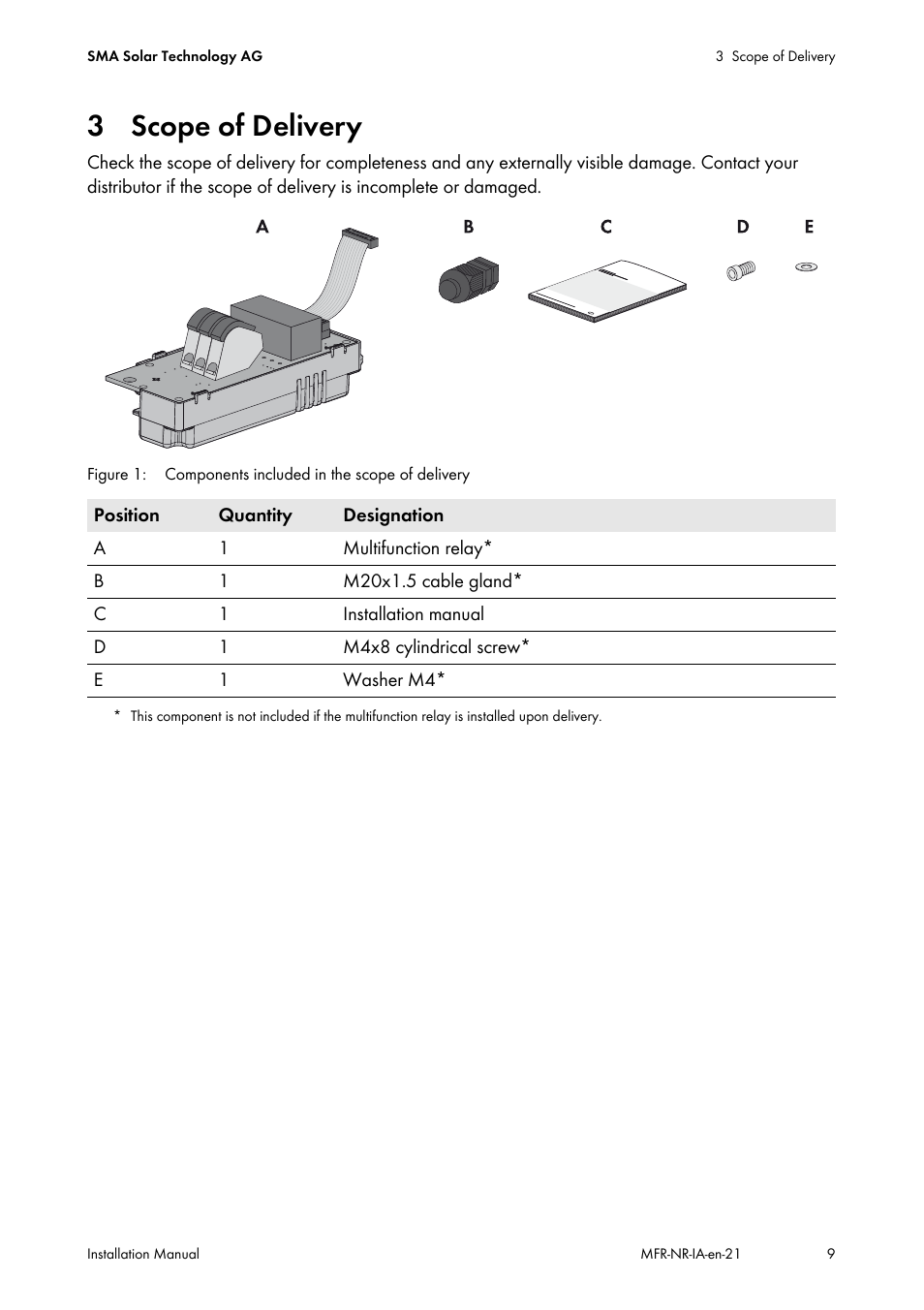 3 scope of delivery | SMA MULTIFUNCTION RELAY User Manual | Page 9 / 32