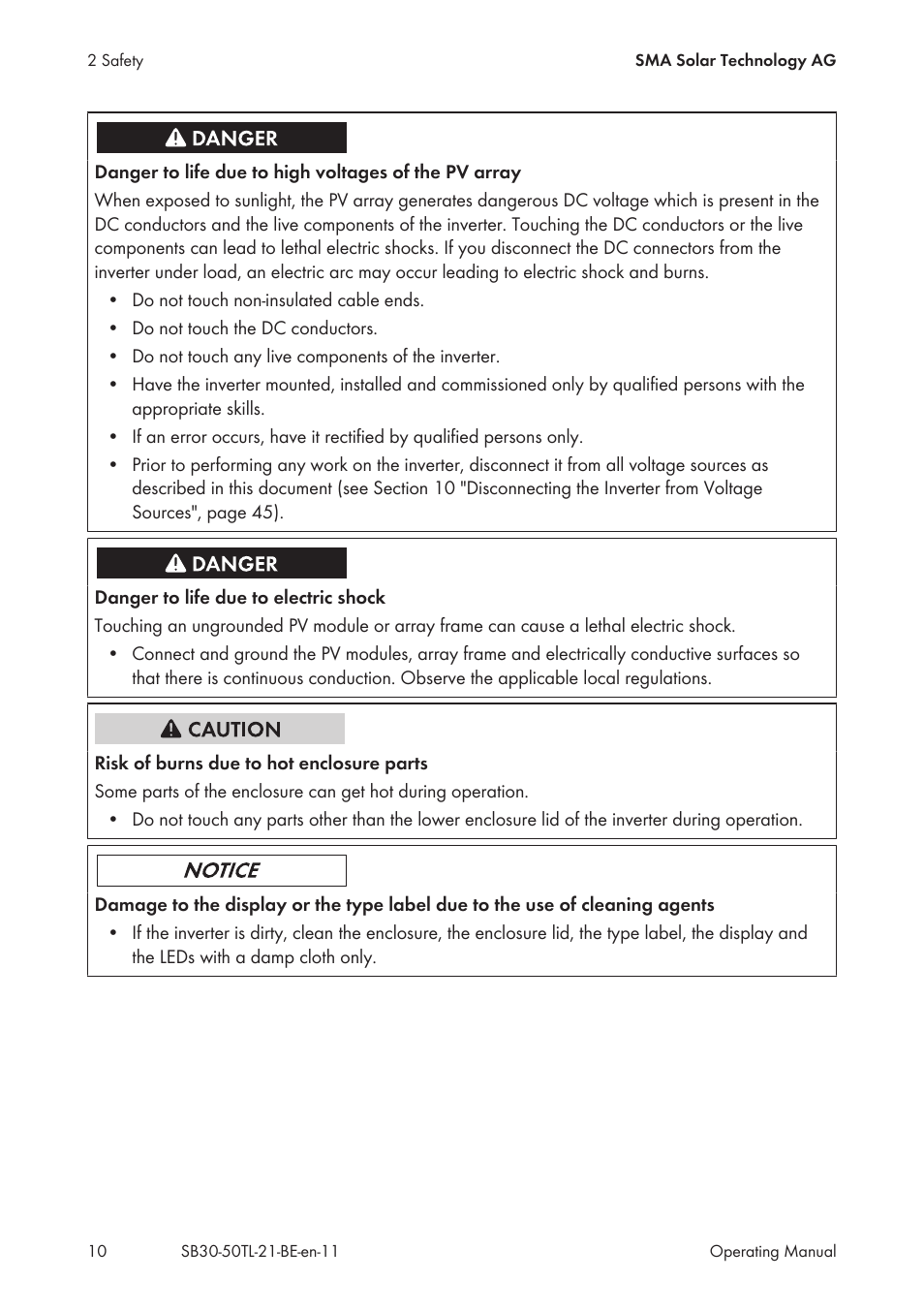 SMA SB 3000TL User Manual | Page 10 / 60