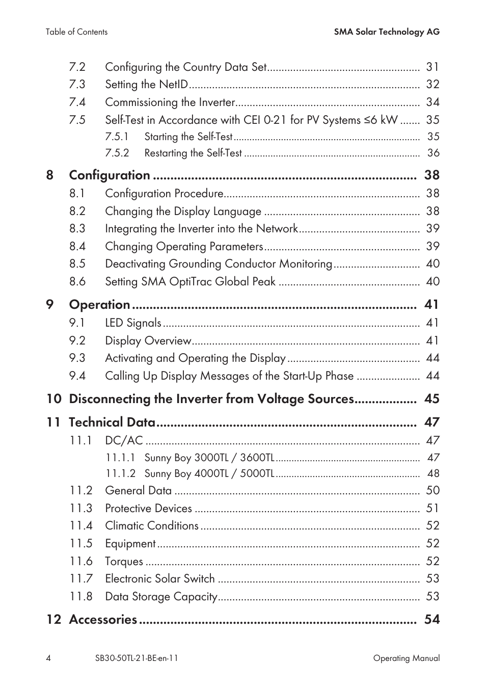 SMA SB 3000TL User Manual | Page 4 / 60