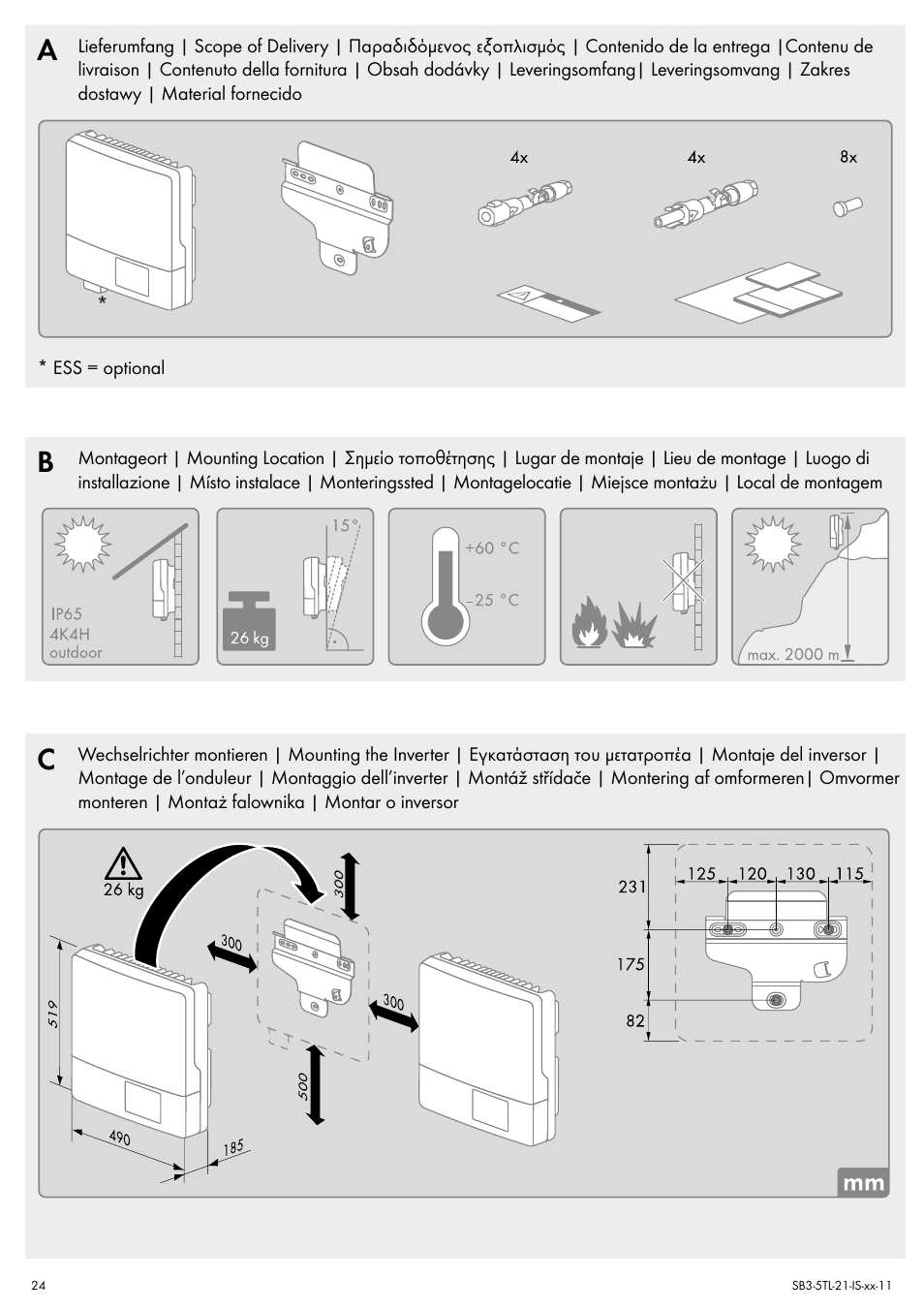 SMA SB 3000TL Quick Installation Guide User Manual | Page 24 / 32