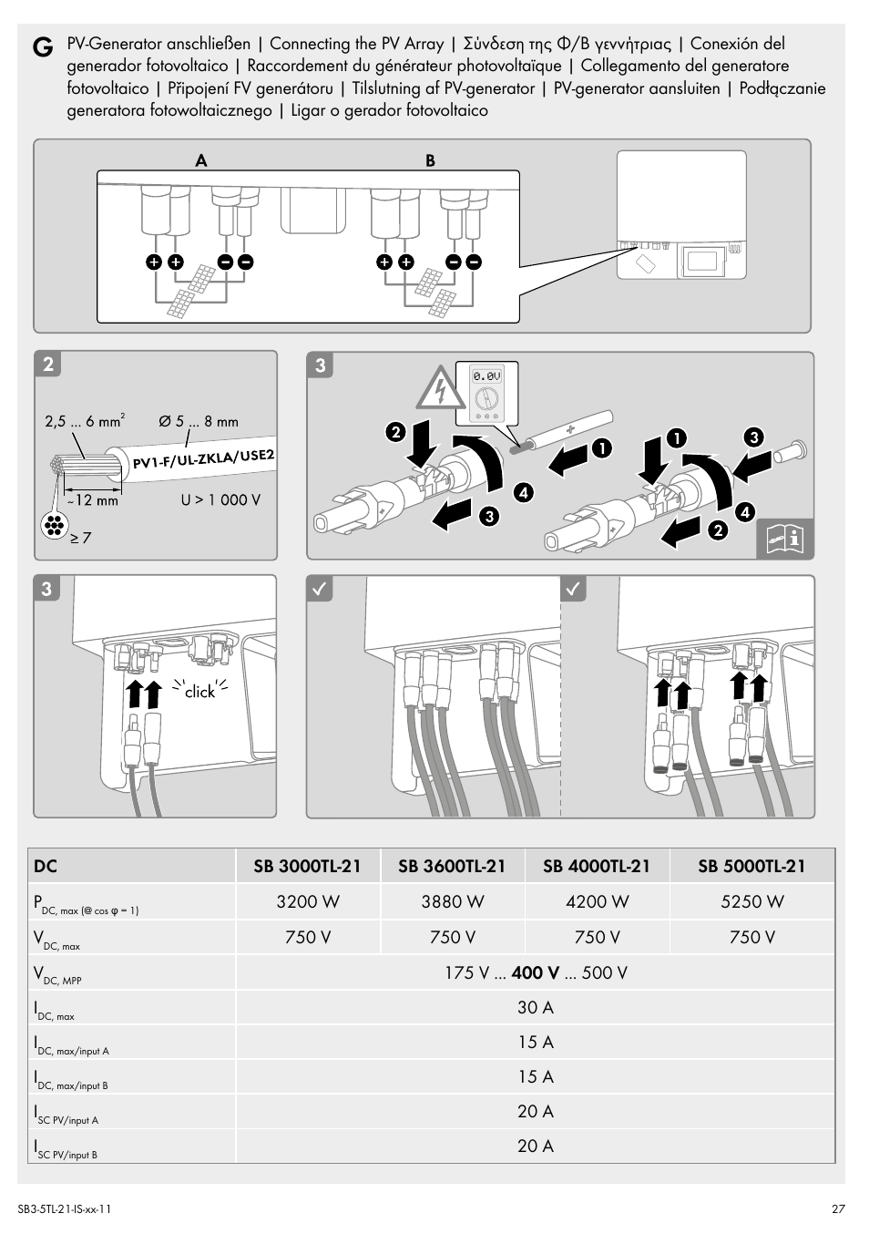 SMA SB 3000TL Quick Installation Guide User Manual | Page 27 / 32
