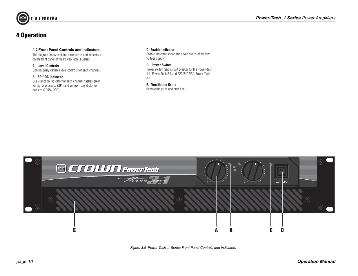 4 operation | Crown Audio Power-Tech 1.1 User Manual | Page 10 / 24