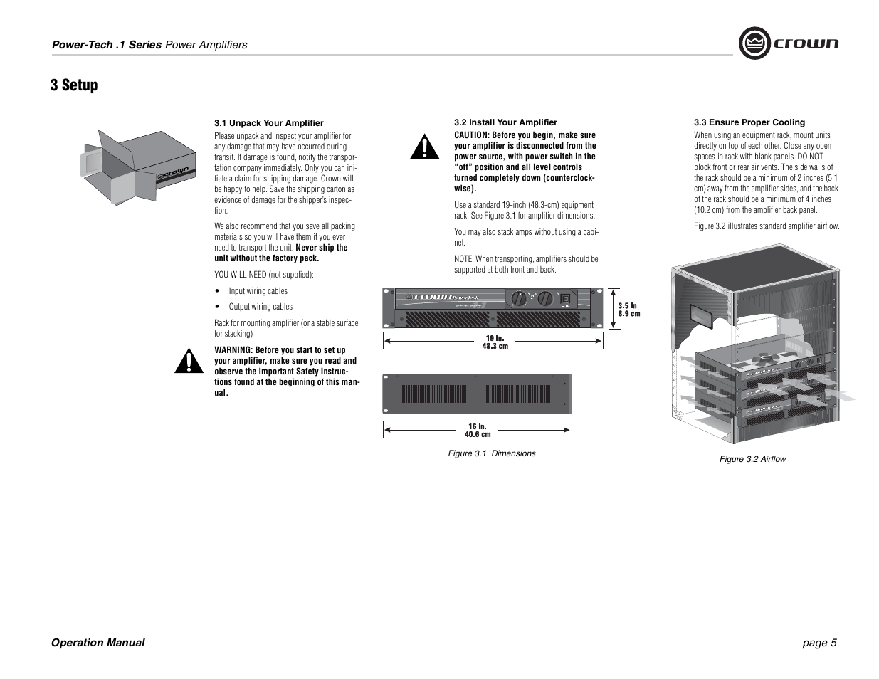 3 setup | Crown Audio Power-Tech 1.1 User Manual | Page 5 / 24