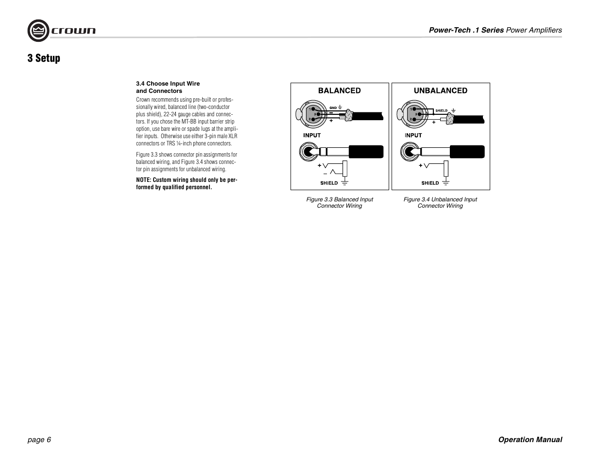3 setup | Crown Audio Power-Tech 1.1 User Manual | Page 6 / 24