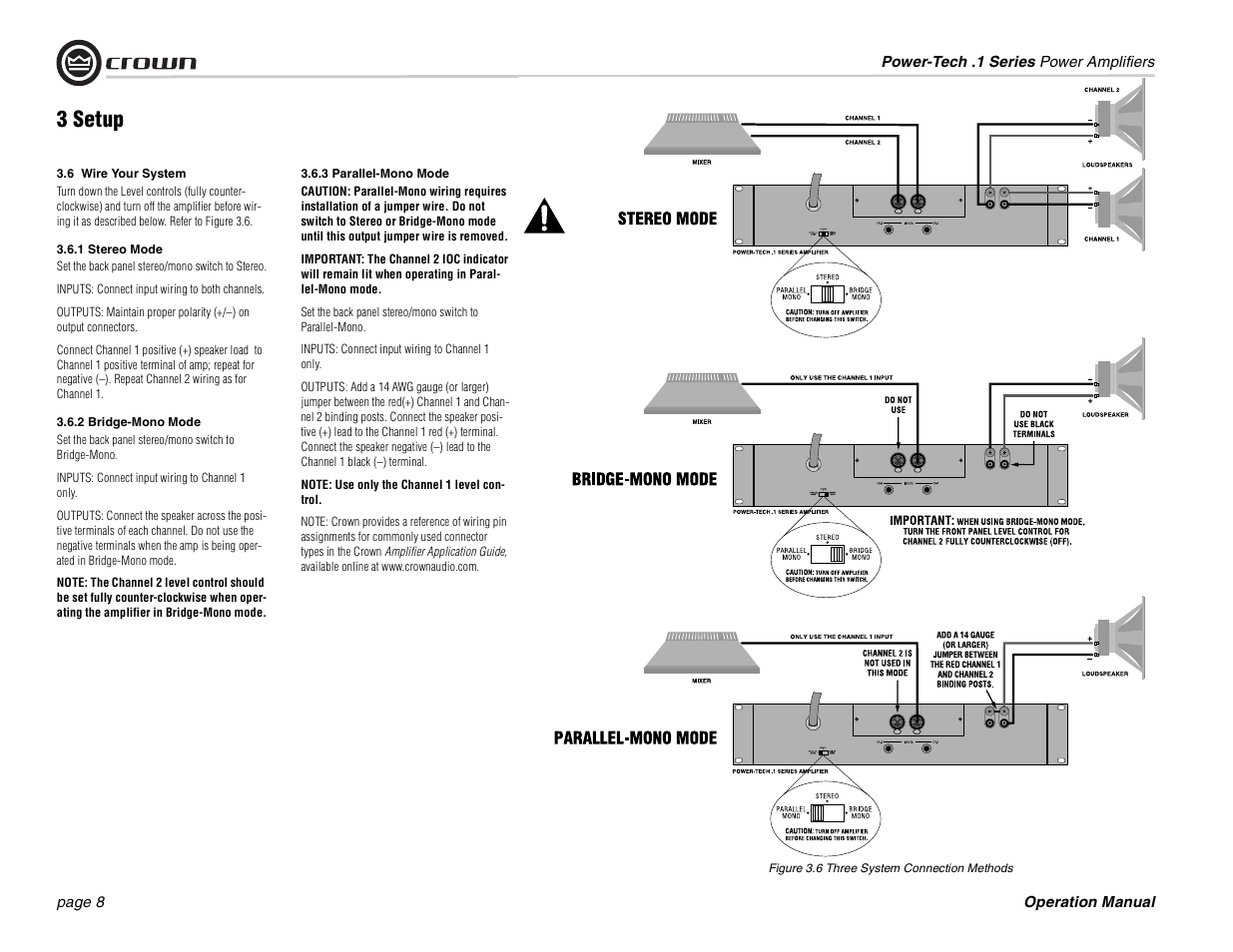 3 setup | Crown Audio Power-Tech 1.1 User Manual | Page 8 / 24