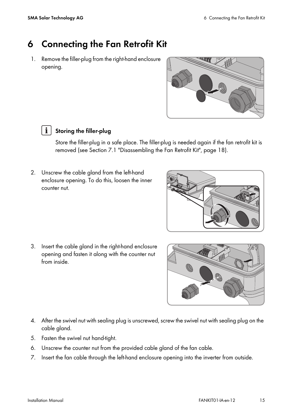 6 connecting the fan retrofit kit | SMA FANKIT01-10 User Manual | Page 15 / 24