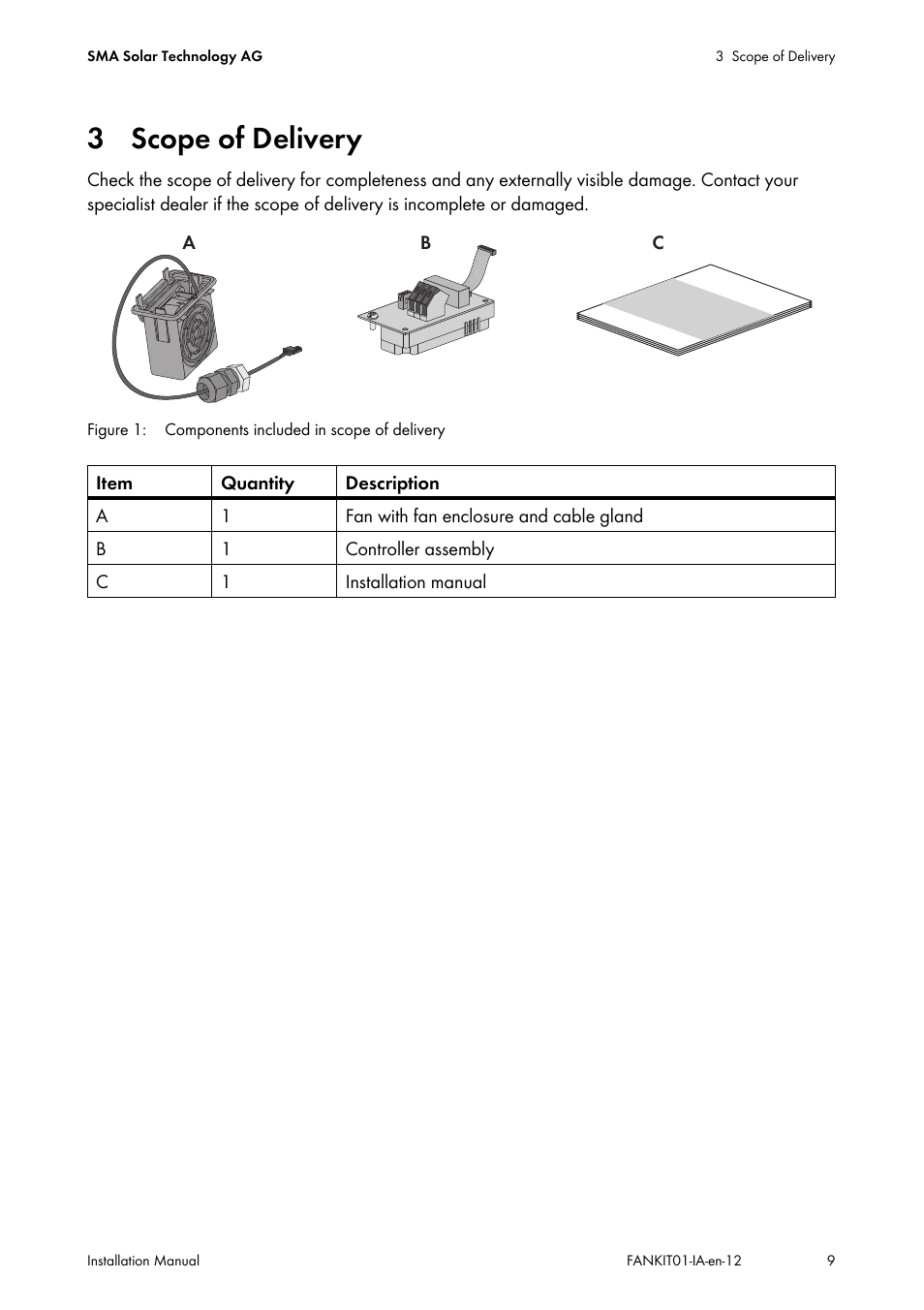 3 scope of delivery | SMA FANKIT01-10 User Manual | Page 9 / 24