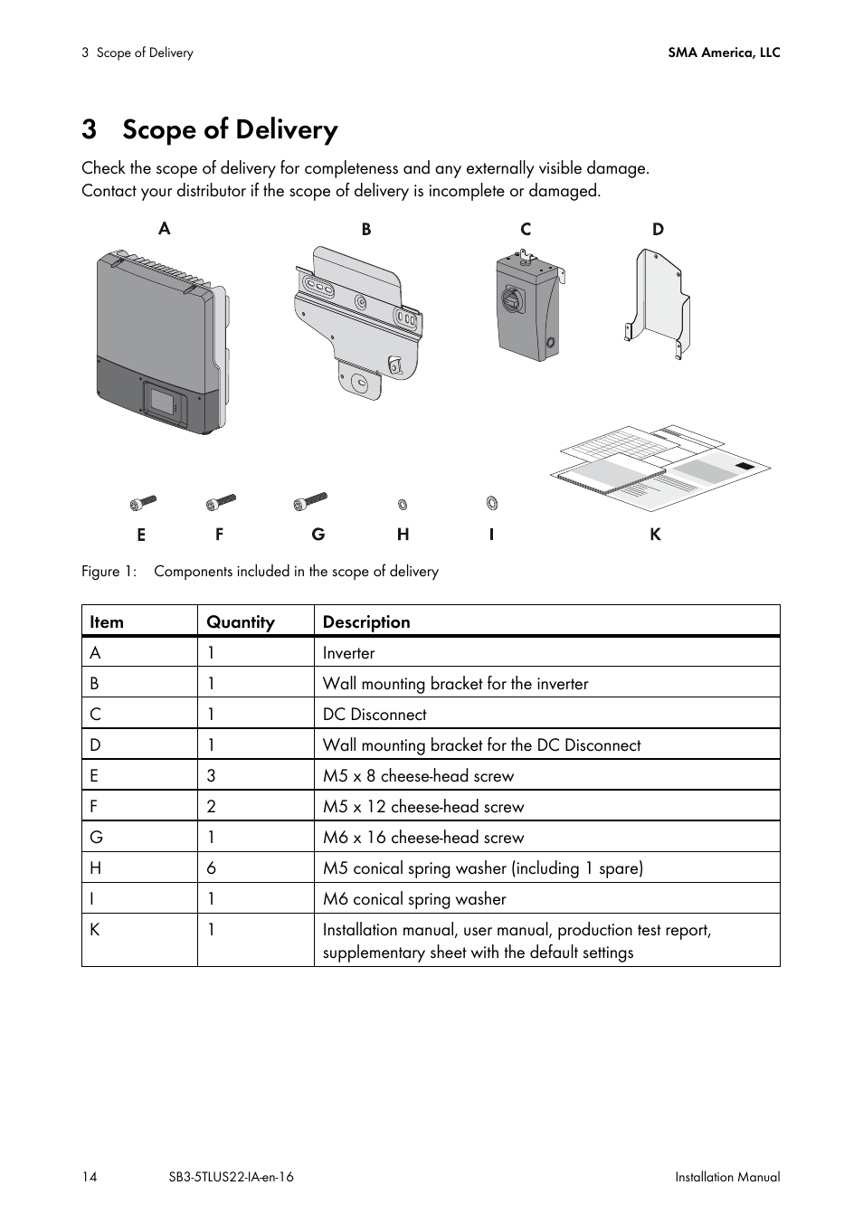 3 scope of delivery | SMA SB 3000TL-US Installation User Manual | Page 14 / 96