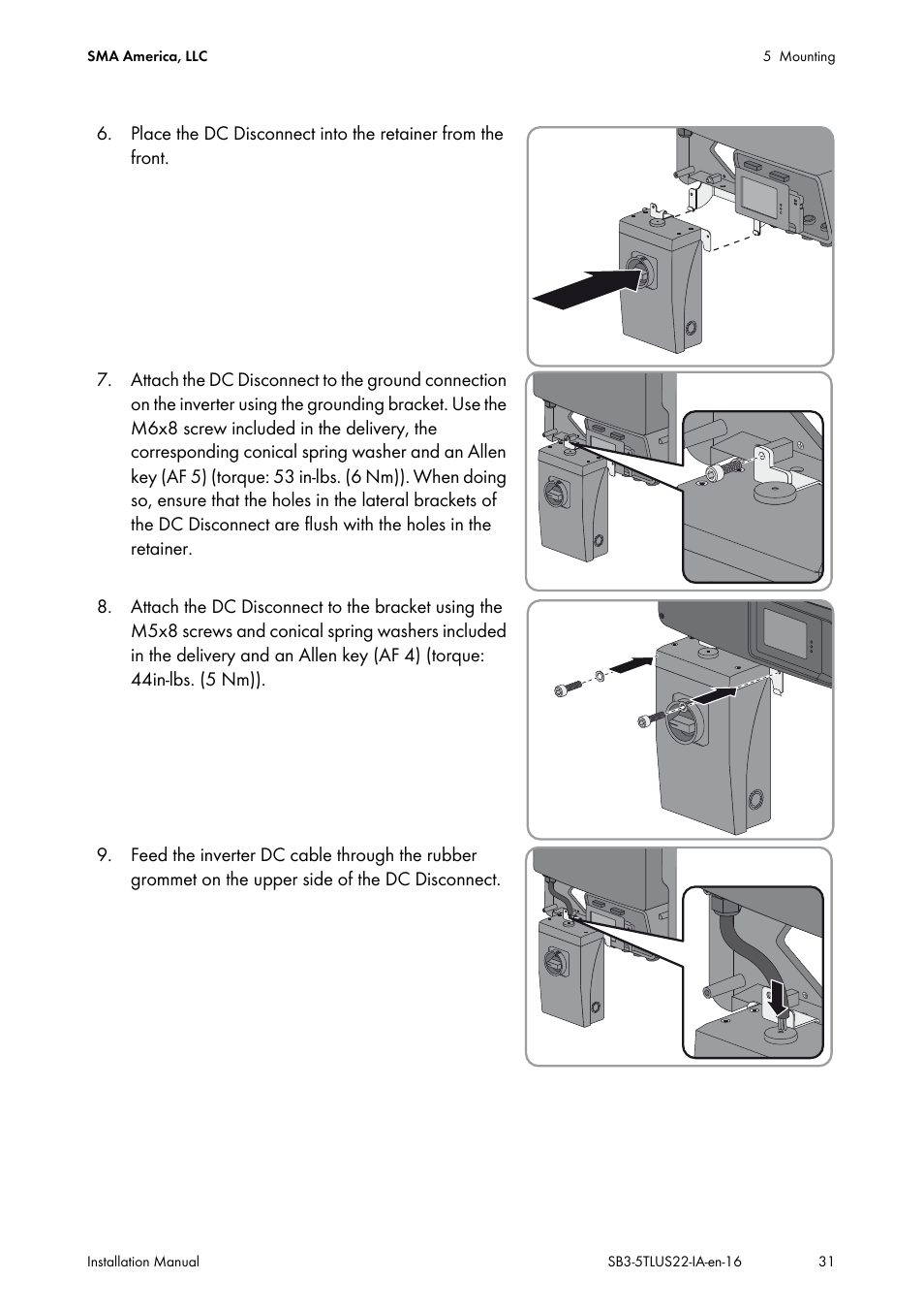SMA SB 3000TL-US Installation User Manual | Page 31 / 96