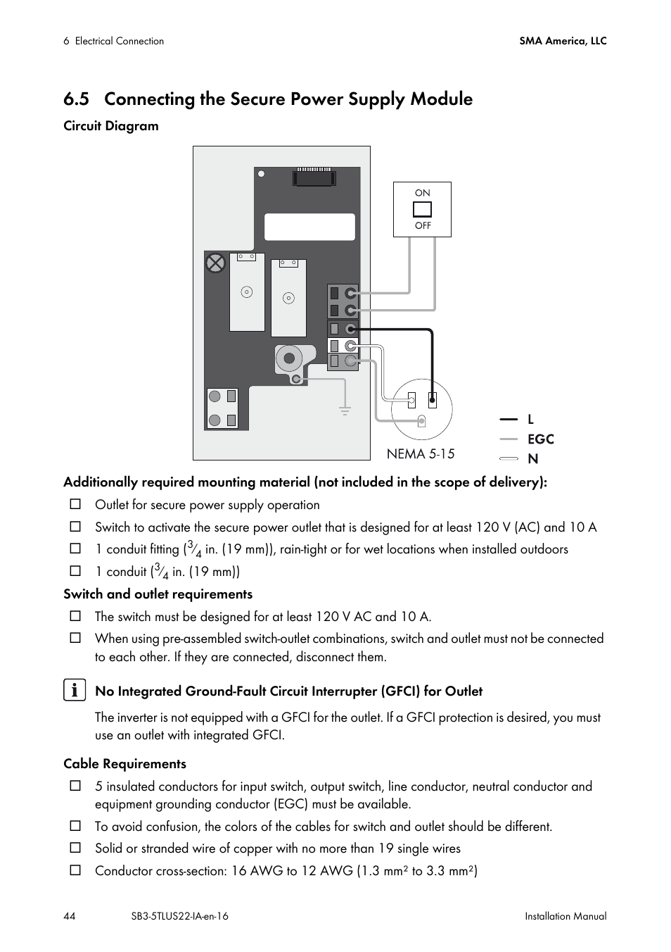 5 connecting the secure power supply module | SMA SB 3000TL-US Installation User Manual | Page 44 / 96
