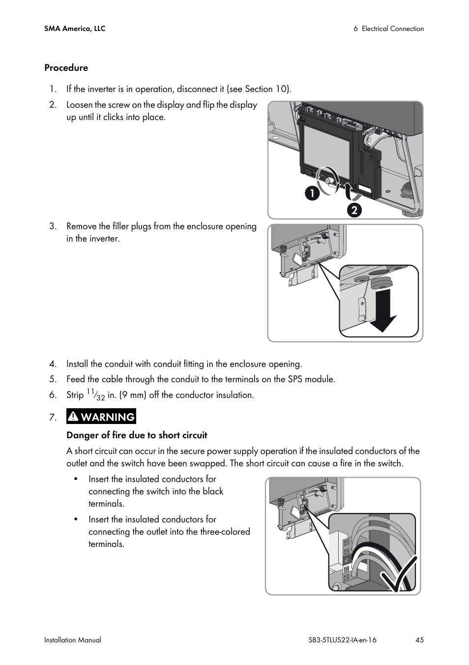SMA SB 3000TL-US Installation User Manual | Page 45 / 96