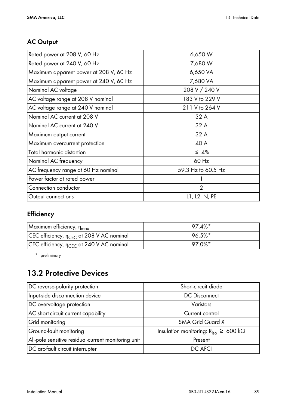 2 protective devices | SMA SB 3000TL-US Installation User Manual | Page 89 / 96