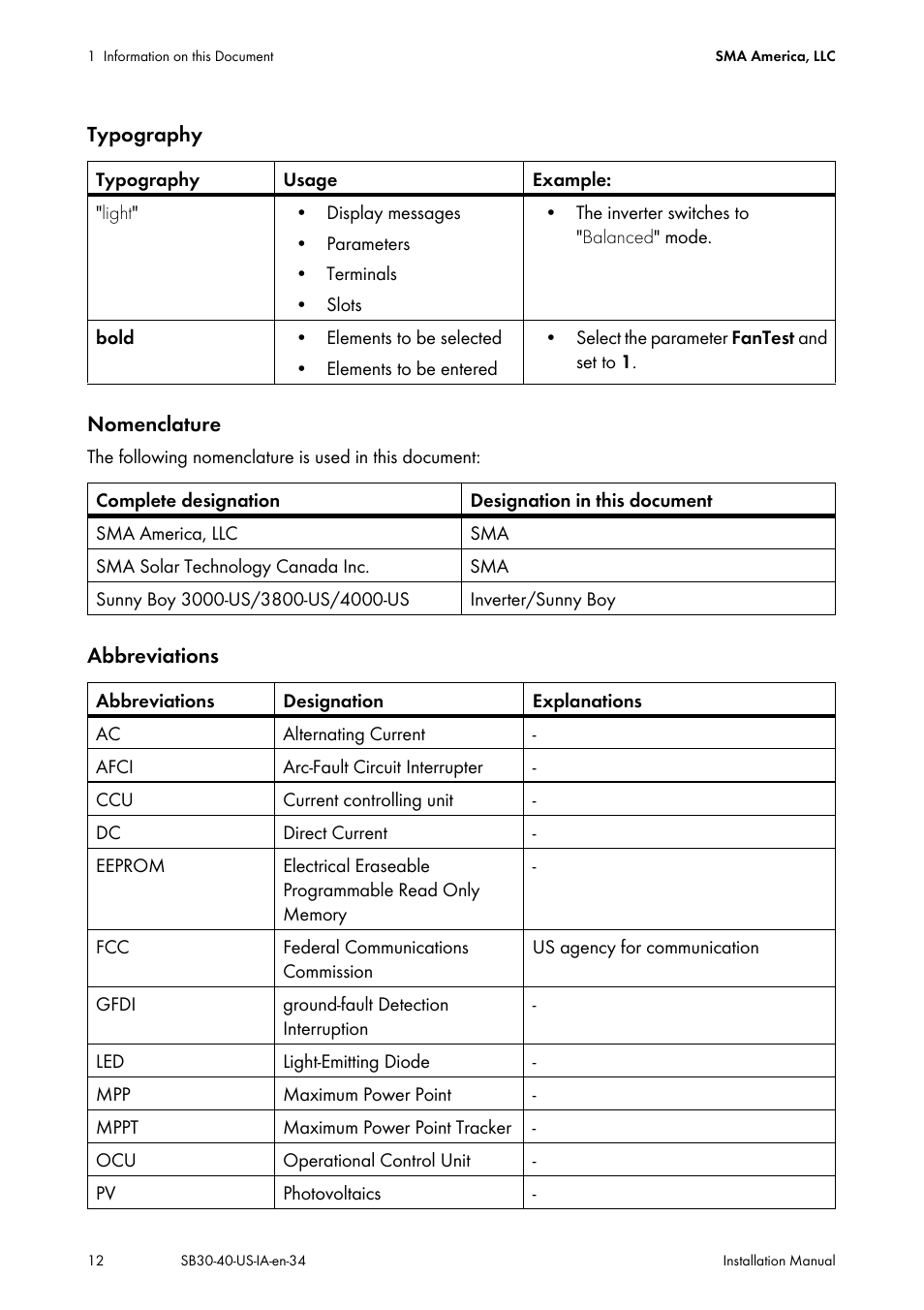 SMA SB 3000-US User Manual | Page 12 / 100