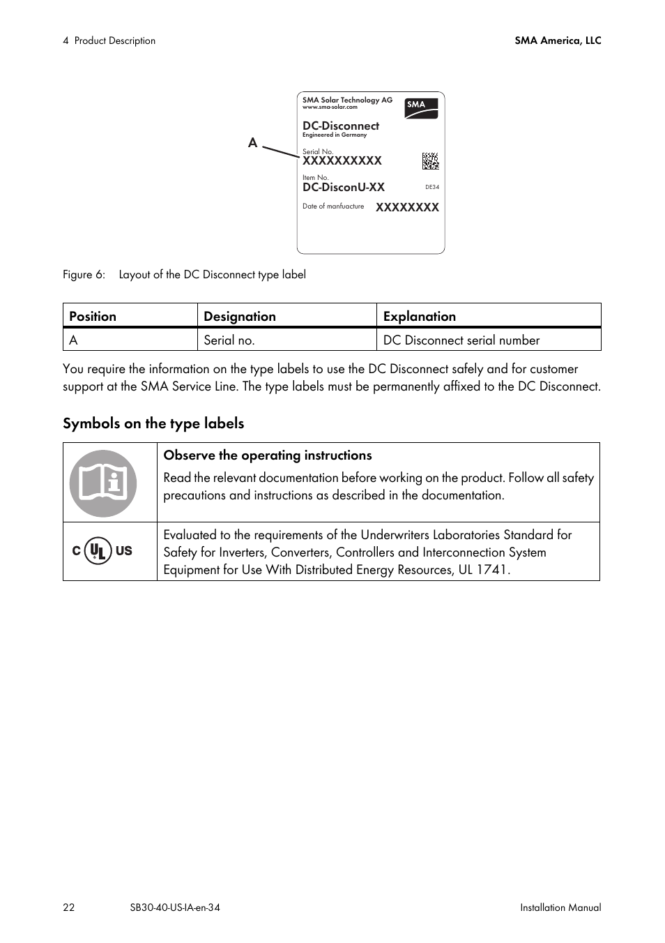 Symbols on the type labels | SMA SB 3000-US User Manual | Page 22 / 100