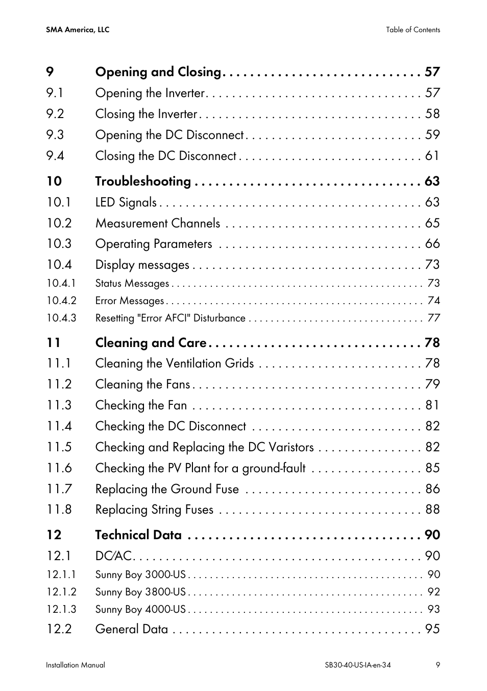 SMA SB 3000-US User Manual | Page 9 / 100