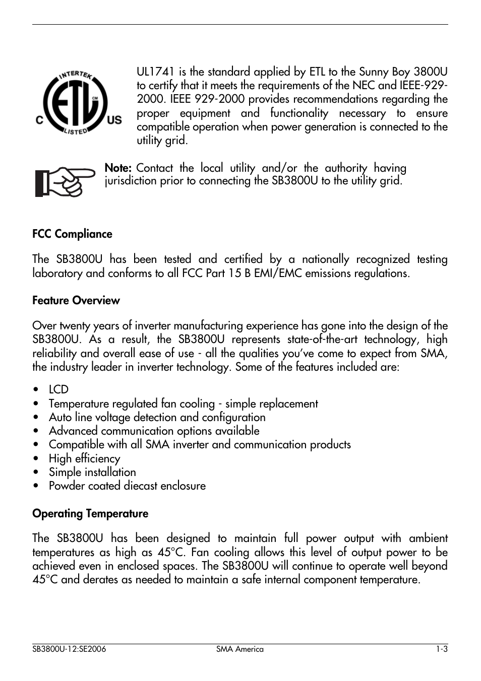 SMA SB 3800-U User Manual | Page 11 / 86