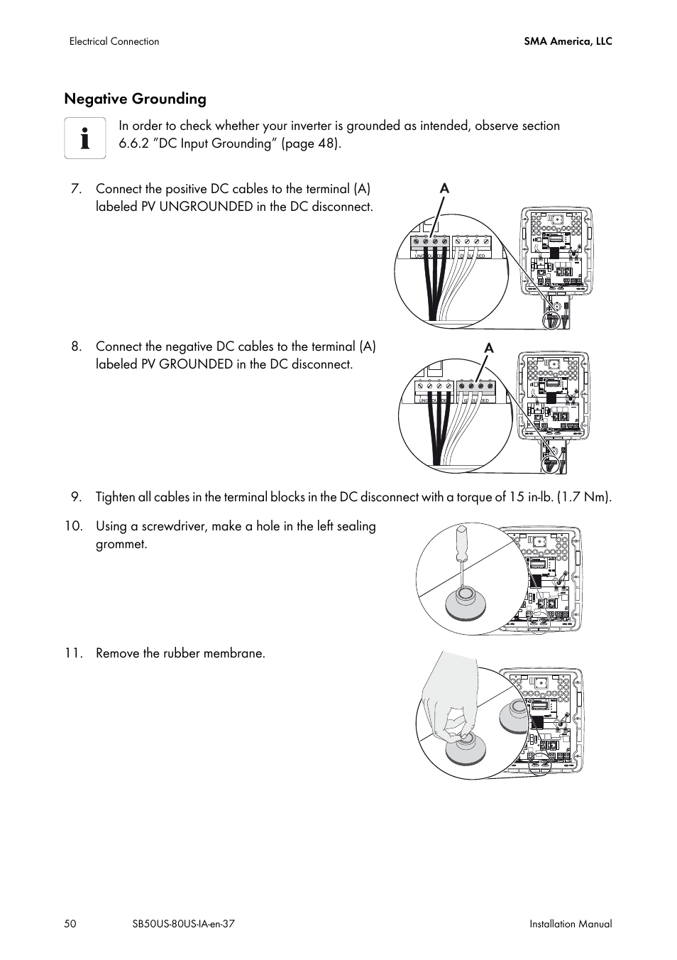 Negative grounding | SMA SB 5000-US User Manual | Page 50 / 104