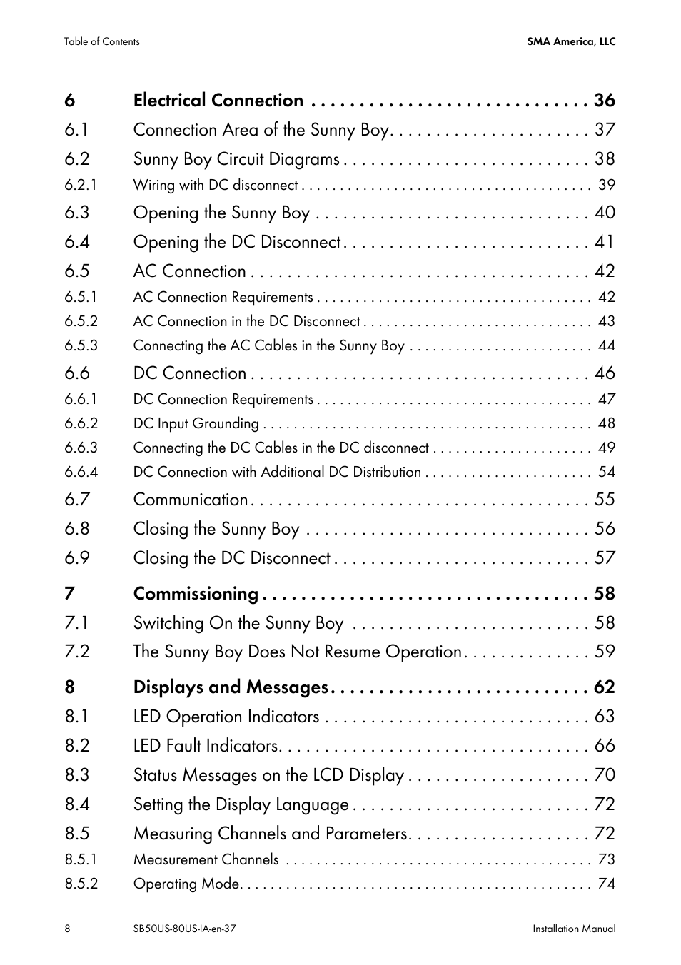 SMA SB 5000-US User Manual | Page 8 / 104