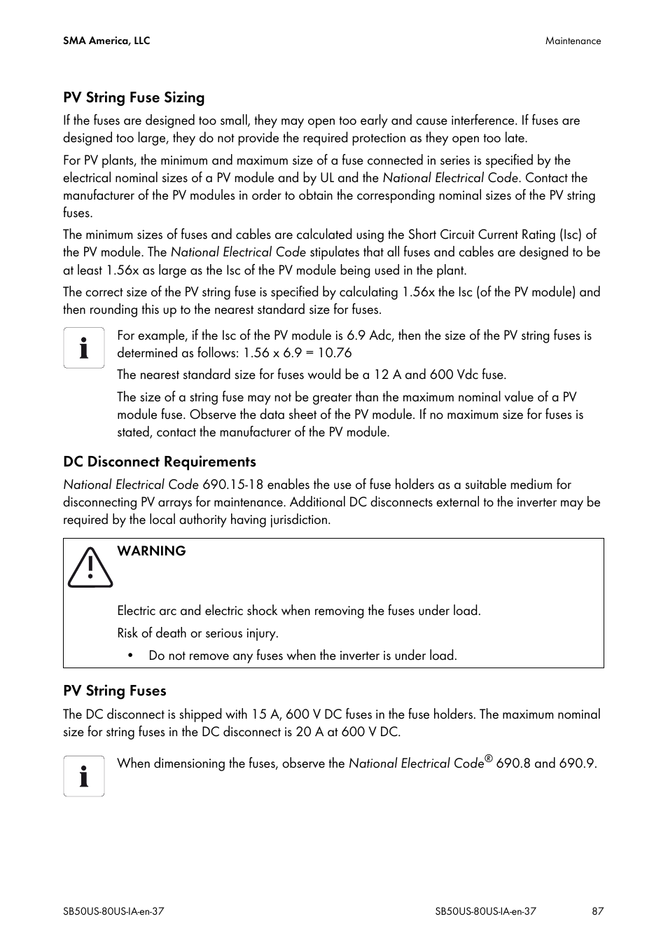 SMA SB 5000-US User Manual | Page 87 / 104