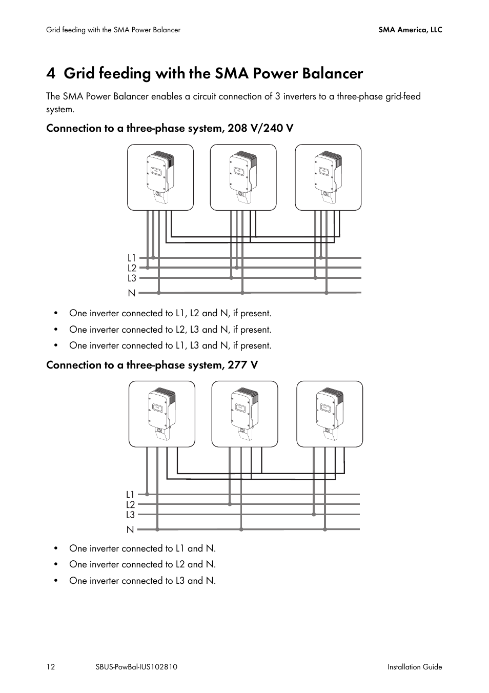 4 grid feeding with the sma power balancer, Grid feeding with the sma power balancer | SMA POWER BALANCER User Manual | Page 12 / 28