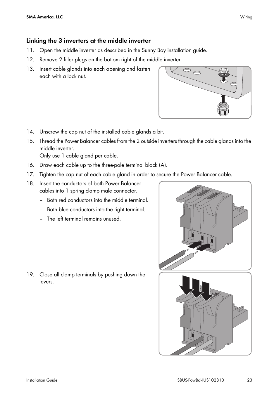 Linking the 3 inverters at the middle inverter | SMA POWER BALANCER User Manual | Page 23 / 28