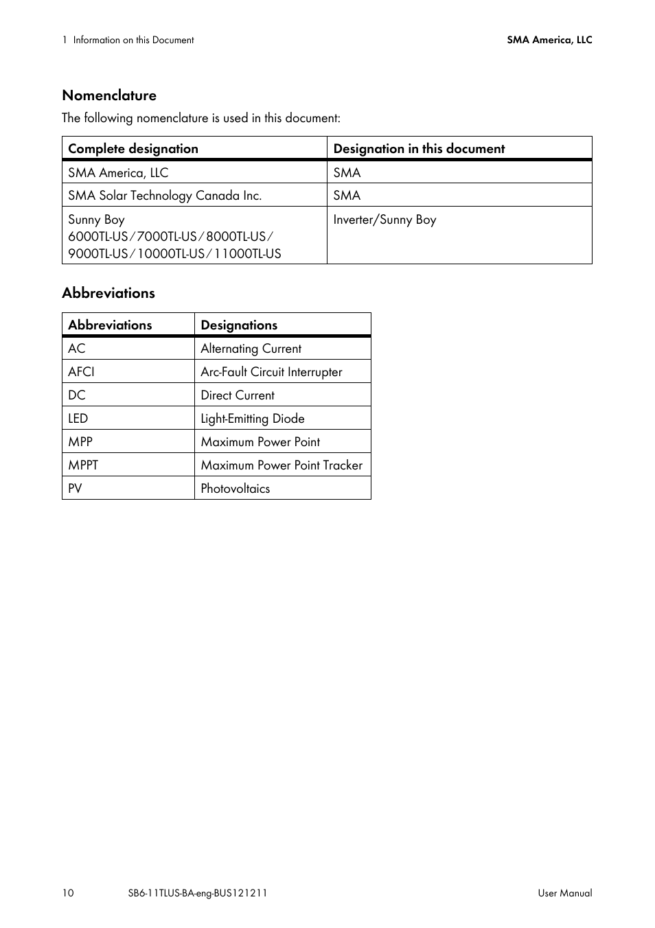 SMA SB 6000TL‑US User Manual | Page 10 / 40