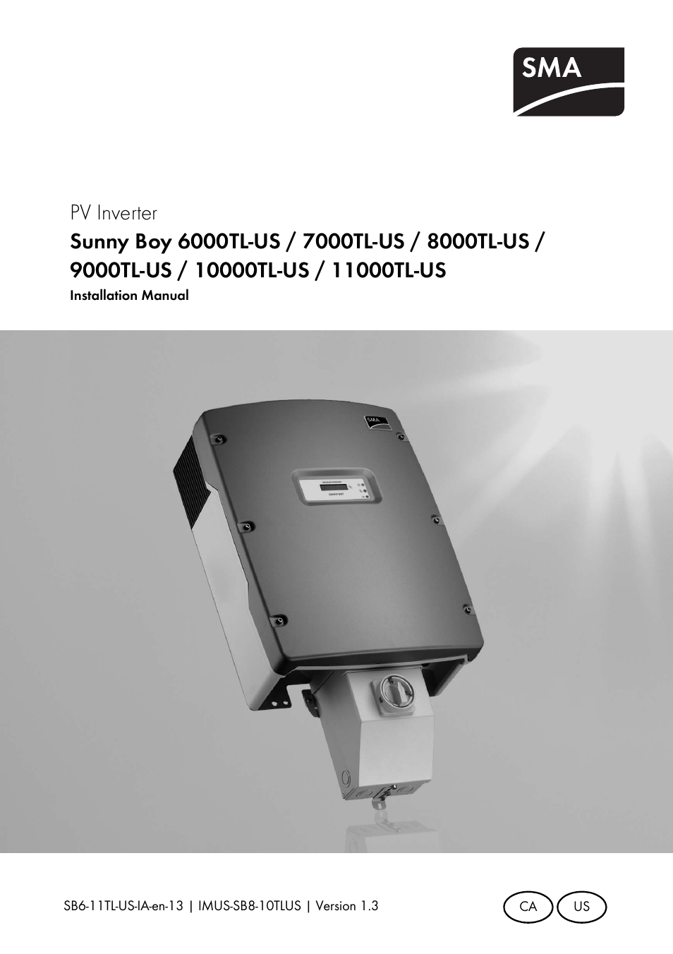 SMA SB 6000TL‑US Installation User Manual | 92 pages