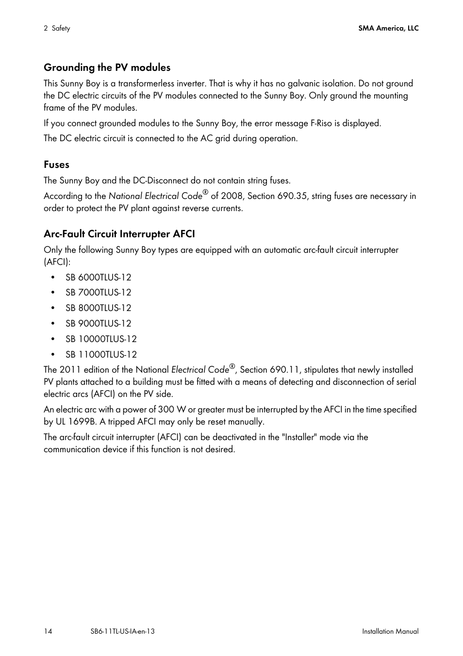 SMA SB 6000TL‑US Installation User Manual | Page 14 / 92