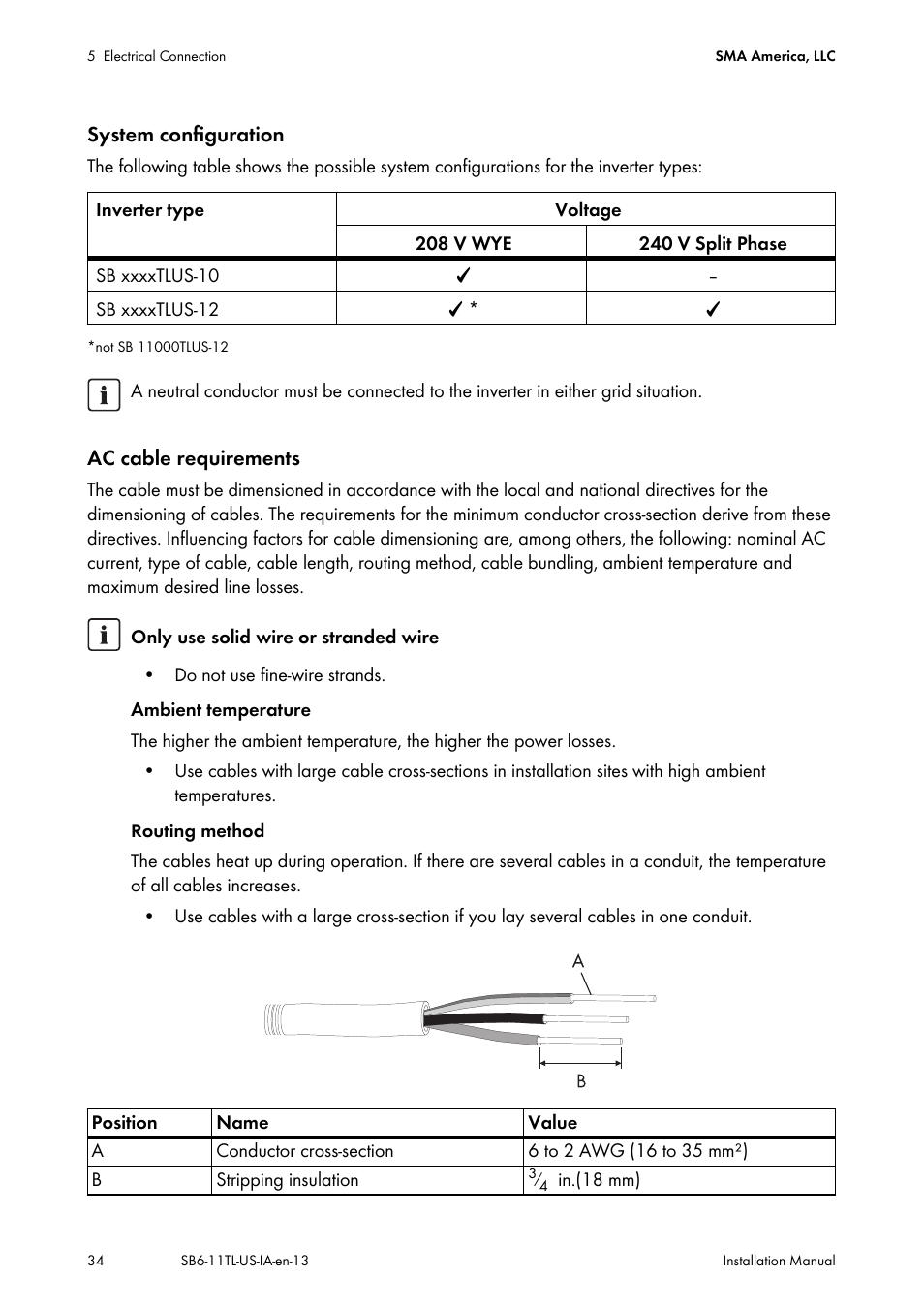 SMA SB 6000TL‑US Installation User Manual | Page 34 / 92