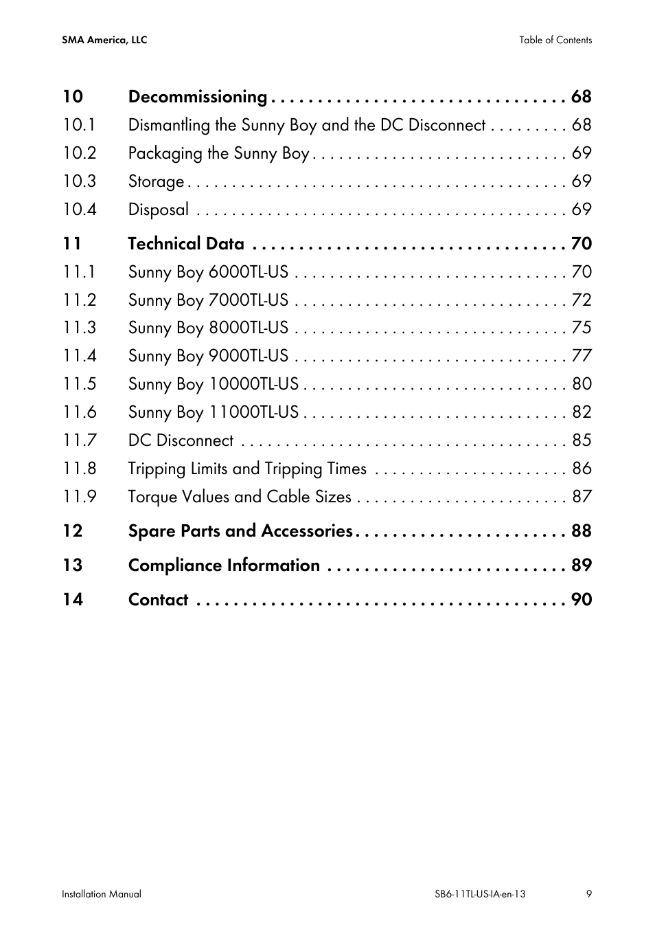 SMA SB 6000TL‑US Installation User Manual | Page 9 / 92