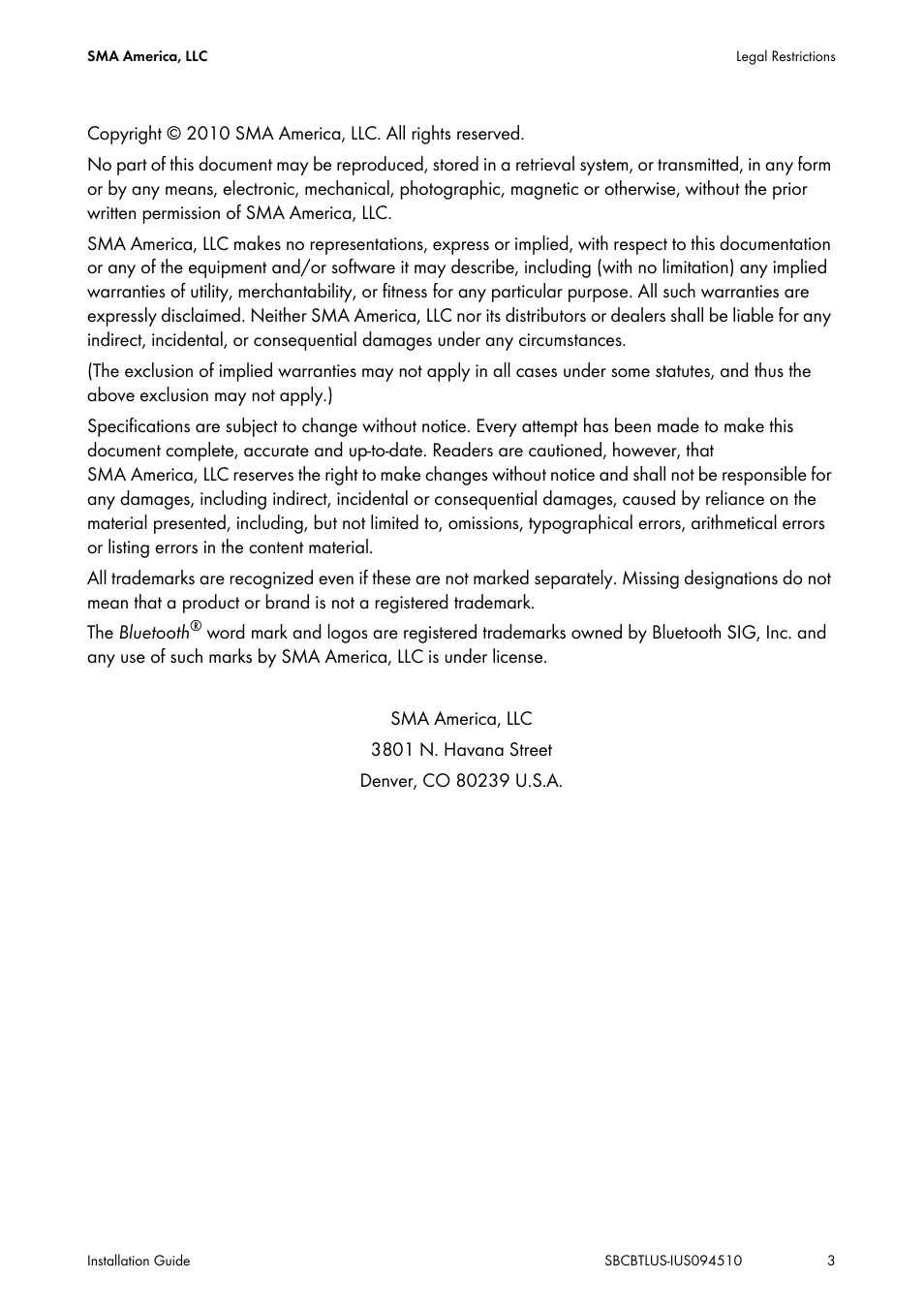 SMA SBCBTL6 User Manual | Page 3 / 36