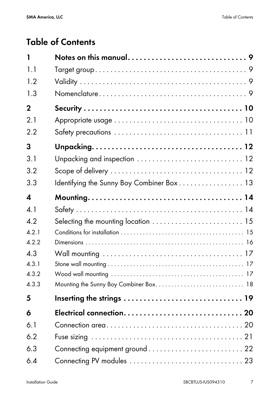 SMA SBCBTL6 User Manual | Page 7 / 36